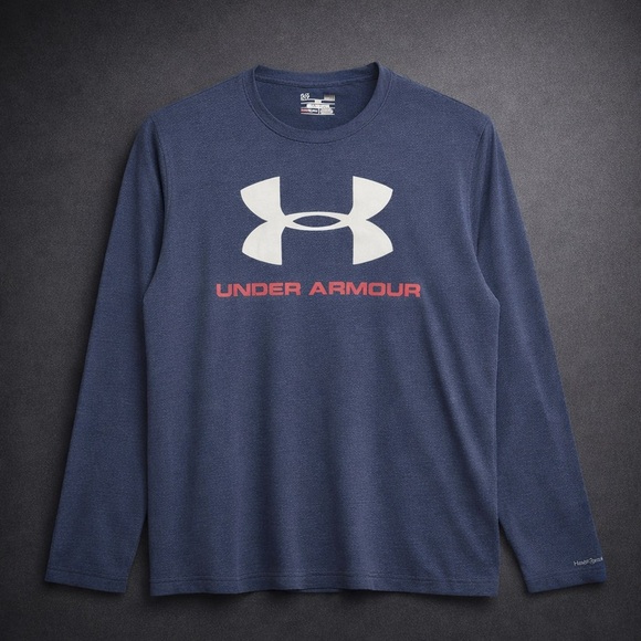 Under Armour Other - Under Armour HeatGear Long Sleeve Shirt Men LG Loose Navy Athletic Logo